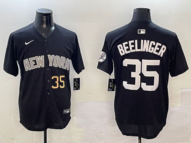 Men New York Yankees 35 Beelinger Black Game Nike 2025 MLB Jersey style 2